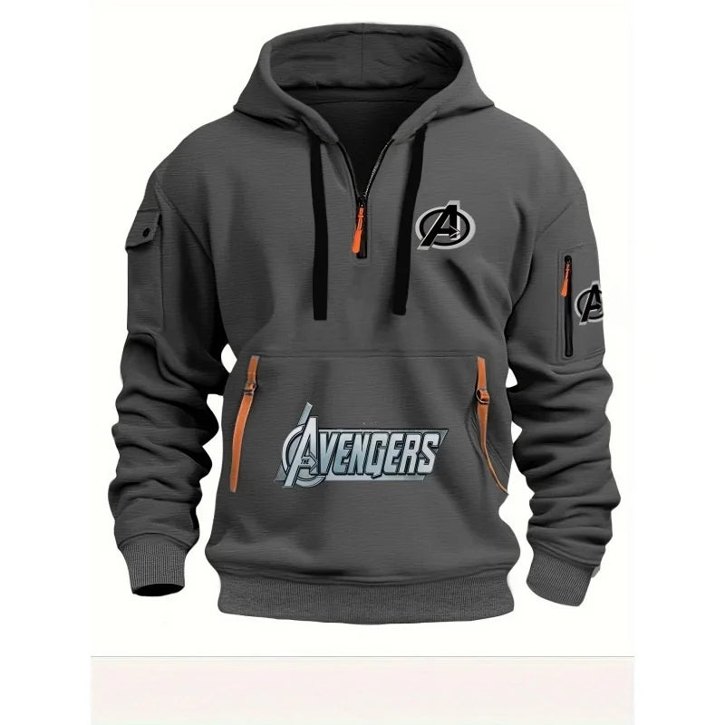 Sweatshirt mit halbem Reißverschluss Avengers für Herren – Multi-Pocket Schwarz Gelb