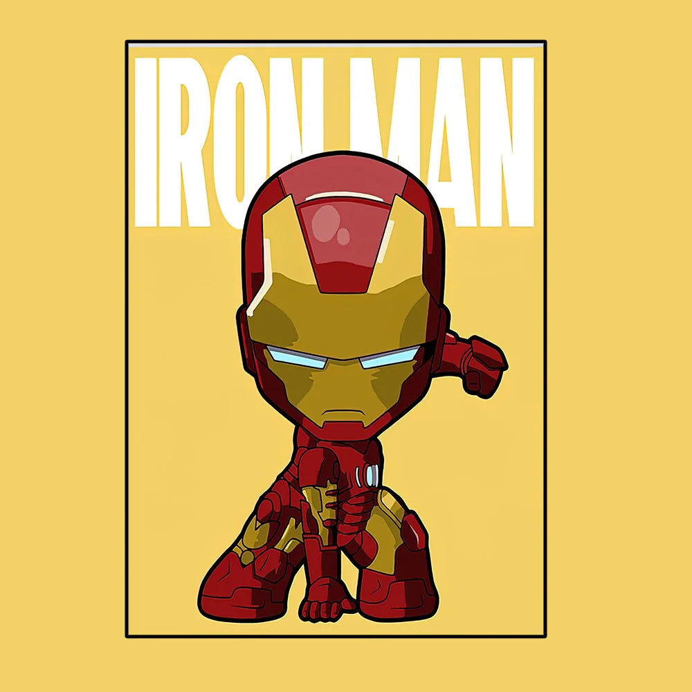 Poster Avengers Iron Man - Chibi-Stil Gelber Hintergrund