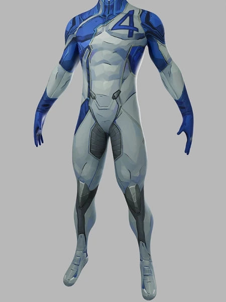 Fantastic Four Mister Fantastic Kostüm für Damen - Blau-Grauer Overall mit Rüstungseffekt