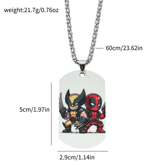 Halskette Militär-Erkennungsmarke Deadpool & Wolverine – Chibi-Duo Rücken an Rücken