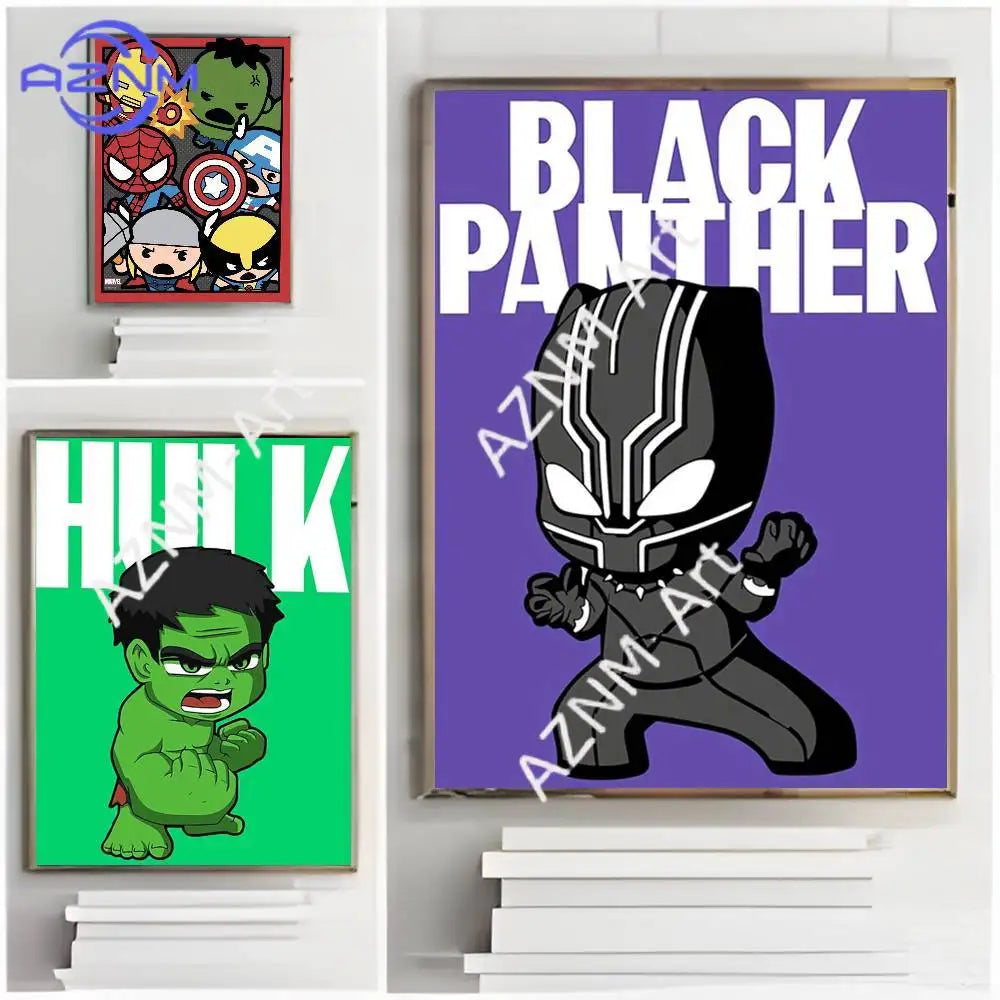 Chibi Captain America Poster – Blauer Hintergrund