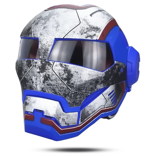Iron Patriot Helm - Abgenutztes Weiß-Blau-Rotes Design