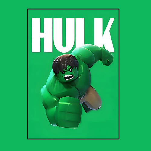 Poster Avengers Hulk – Lego-Stil Grüner Hintergrund