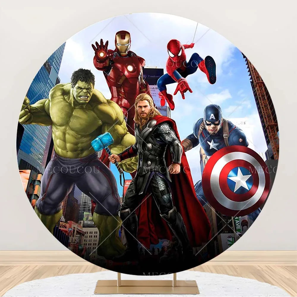 Runder Avengers-Hintergrund - Helden-Geburtstagsdeko