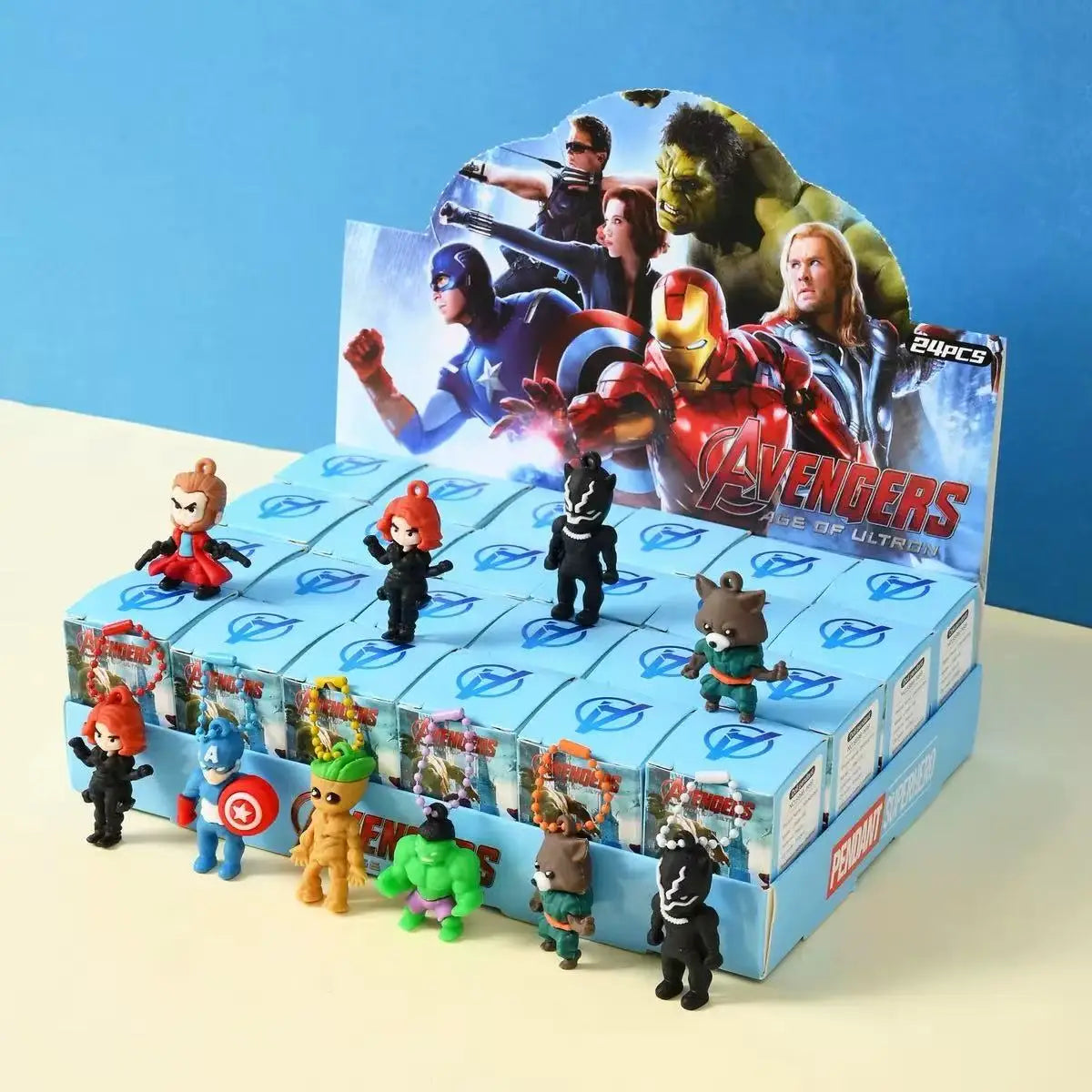 Blind Box Schlüsselanhänger Silikon Avengers - 24 Stück Packung