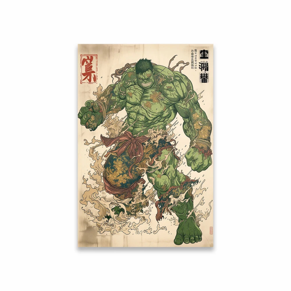 Poster Avengers Hulk – Japanischer Irezumi-Tattoo-Stil