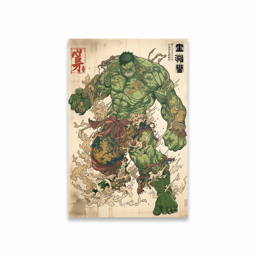Poster Avengers Hulk – Japanischer Irezumi-Tattoo-Stil