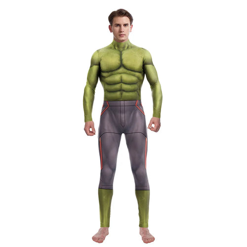 Hulk Kostüm - Grünes Muskeloberteil und graue Hose