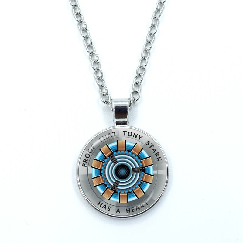 Tony Stark Arc Reactor Anhänger Halskette - Iron Man Glas Cabochon