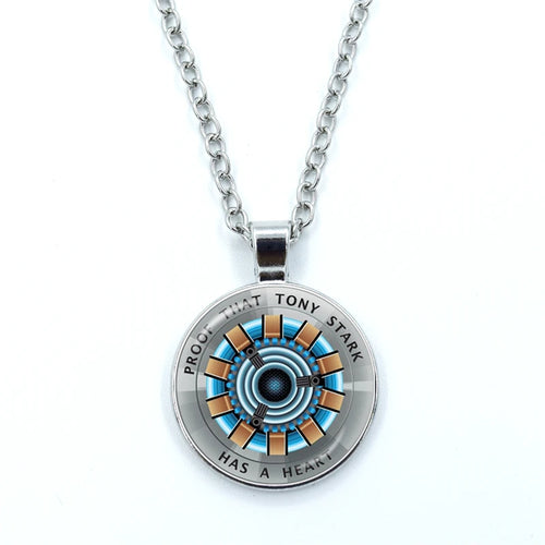 Tony Stark Arc Reactor Anhänger Halskette - Iron Man Glas Cabochon