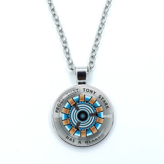 Tony Stark Arc Reactor Anhänger Halskette - Iron Man Glas Cabochon