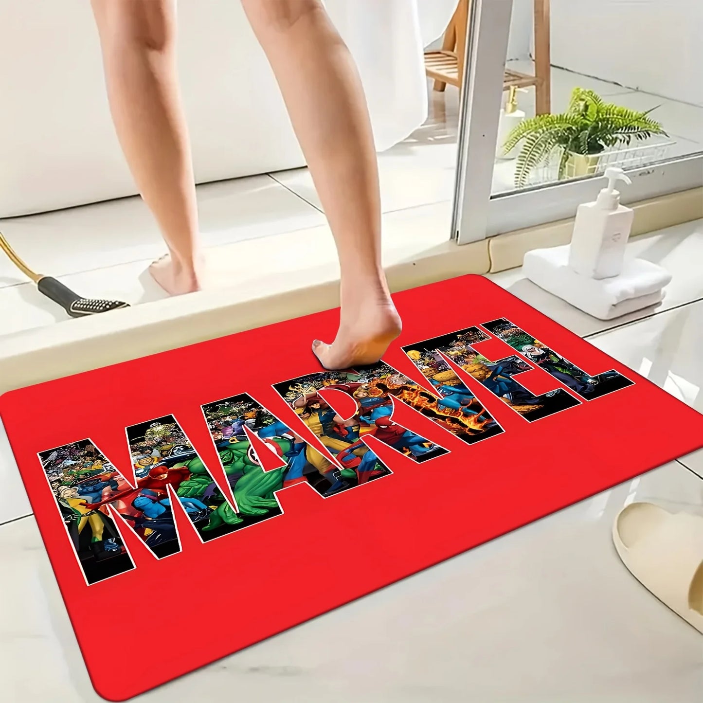 Marvel Badteppich – Logo-Text Multi-Helden