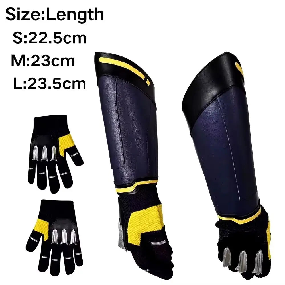 Wolverine Kostüm - Gelb-blaue Lederjacke mit Metallkrallen