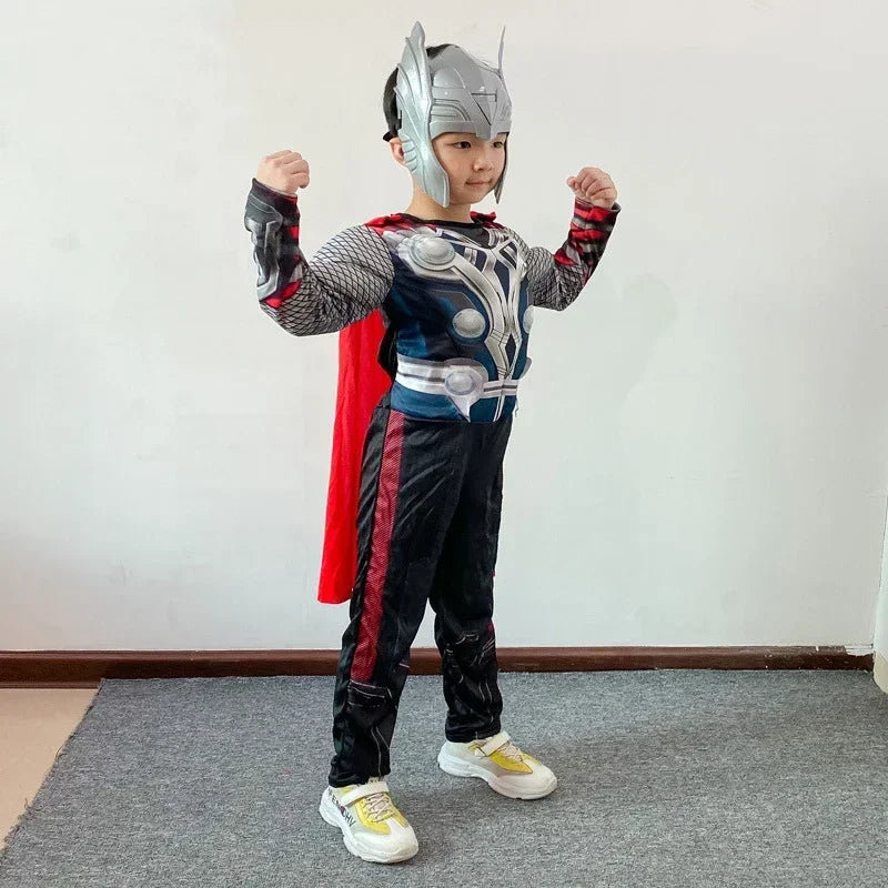 Thor-Cosplay-Kostüm für Kinder – Muskelanzug mit Hammer