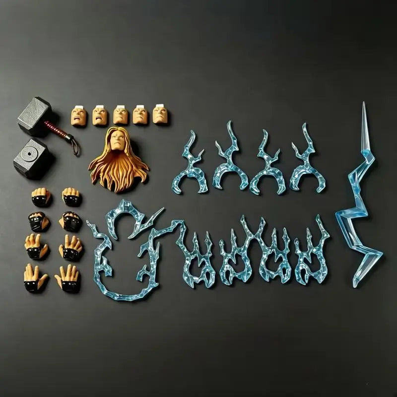 Thor-Figur – Leuchteffekte Mjolnir-Hammer Stoffumhang