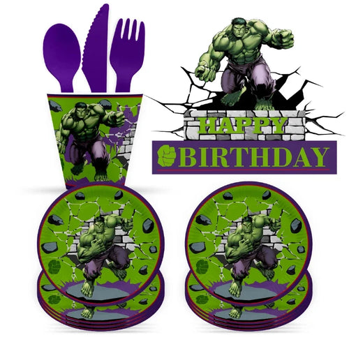 Hulk Geburtstagsparty-Set - Teller, Becher, Besteck, Dekorationen