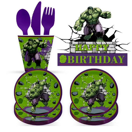 Hulk Geburtstagsparty-Set - Teller, Becher, Besteck, Dekorationen