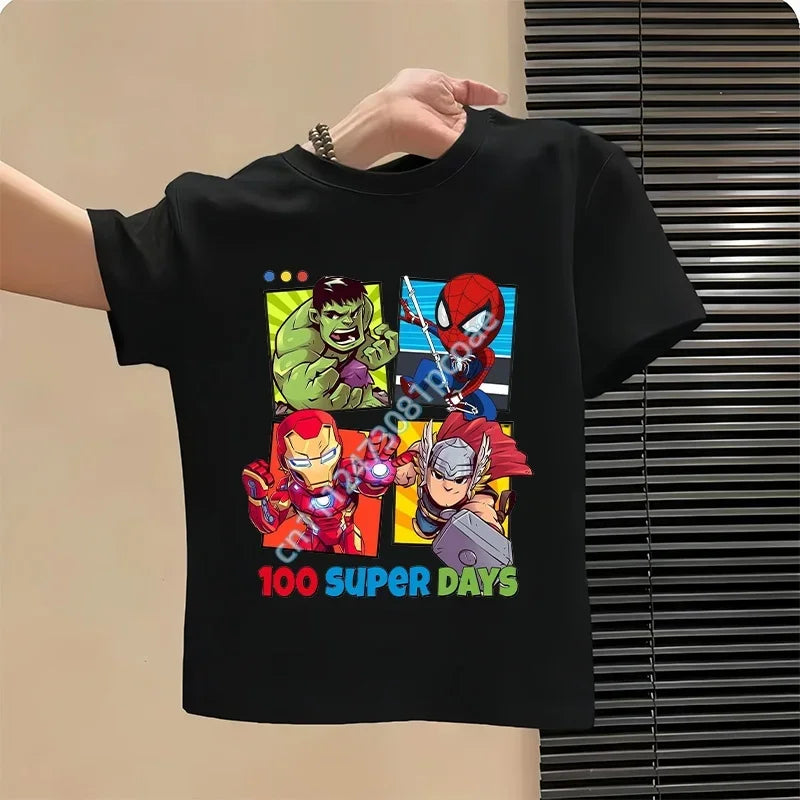 Kinder T-Shirt Avengers 100 Super Days - Schwarz