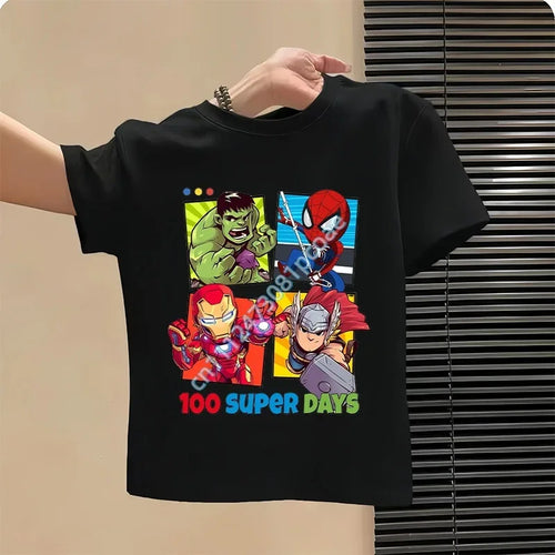 Kinder T-Shirt Avengers 100 Super Days - Schwarz