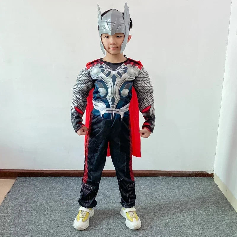 Thor-Cosplay-Kostüm für Kinder – Muskelanzug mit Hammer