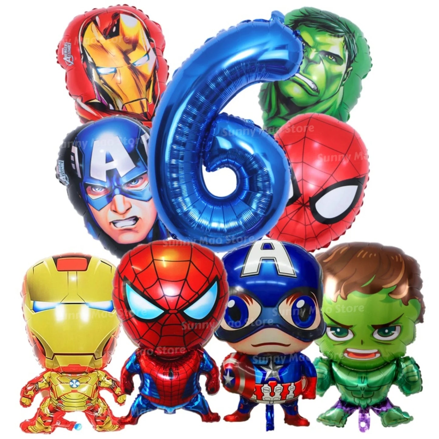 Avengers Geburtstagsdeko-Set - Zahlenballons Iron Man Spider-Man