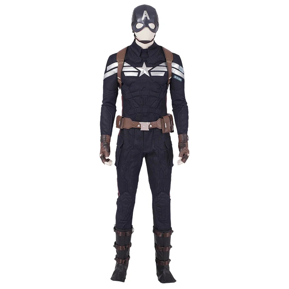 Captain America Cosplay Kostüm - Marineblaue Uniform mit Maske