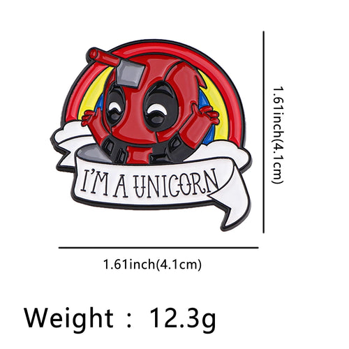 Metall-Pin Deadpool I'm a Unicorn - Einhornhorn-Brosche