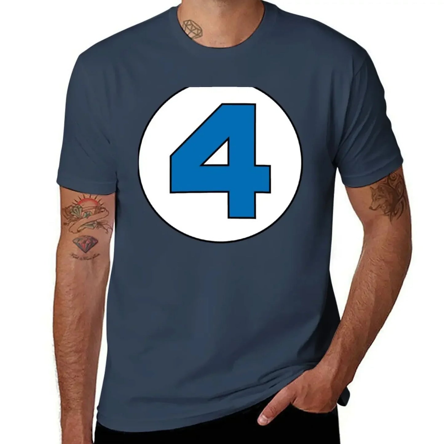 T-Shirt Die Fantastischen Vier – Rundes Schwarzes Logo Übergröße