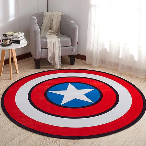 Runder Teppich Avengers Captain America - Schild Kräftige Farben