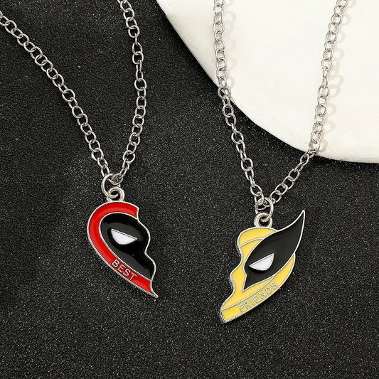 Deadpool Wolverine Duo-Halskette – Best Friends Herz-Anhänger
