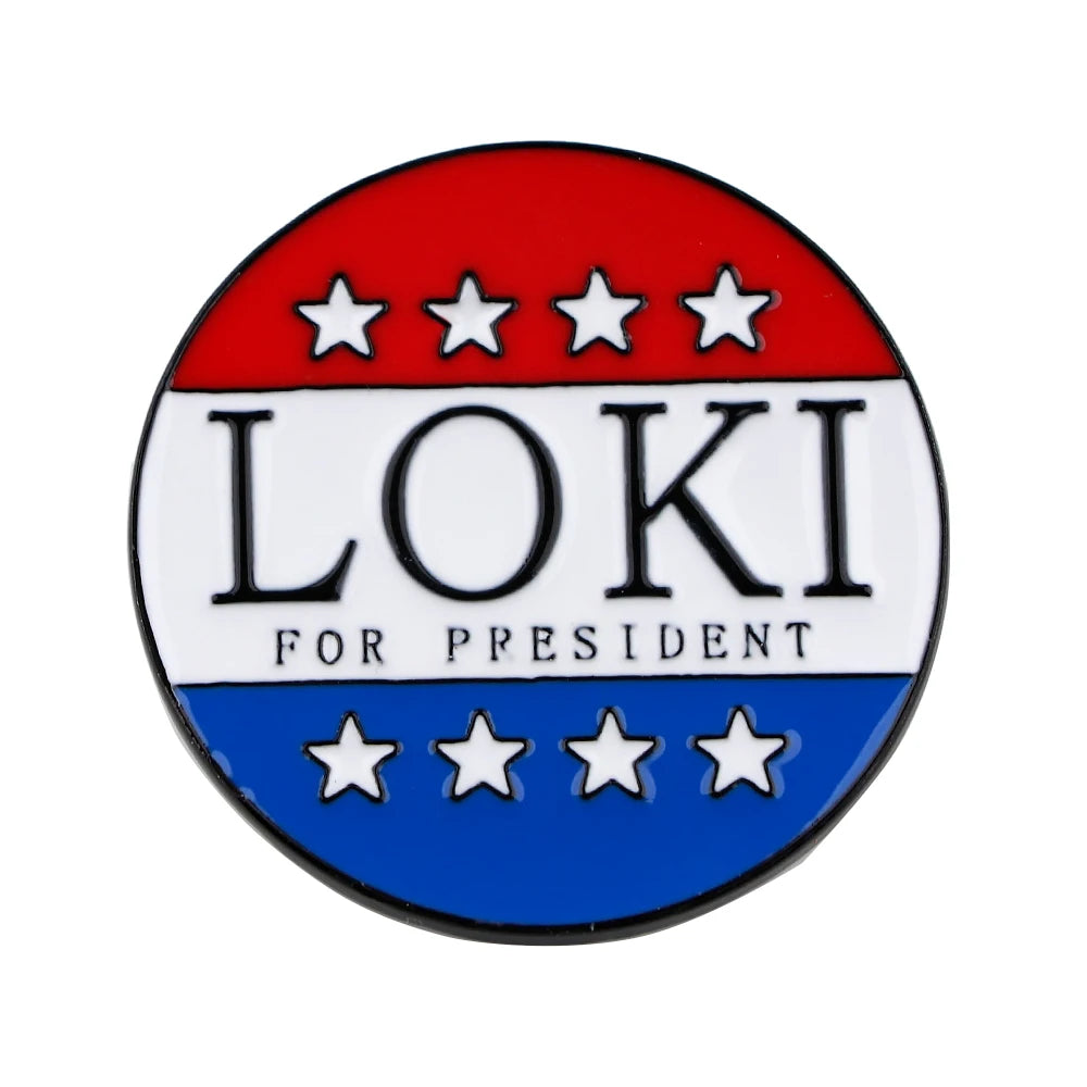 Metall-Anstecker Loki For President – Vintage Sterne-Brosche