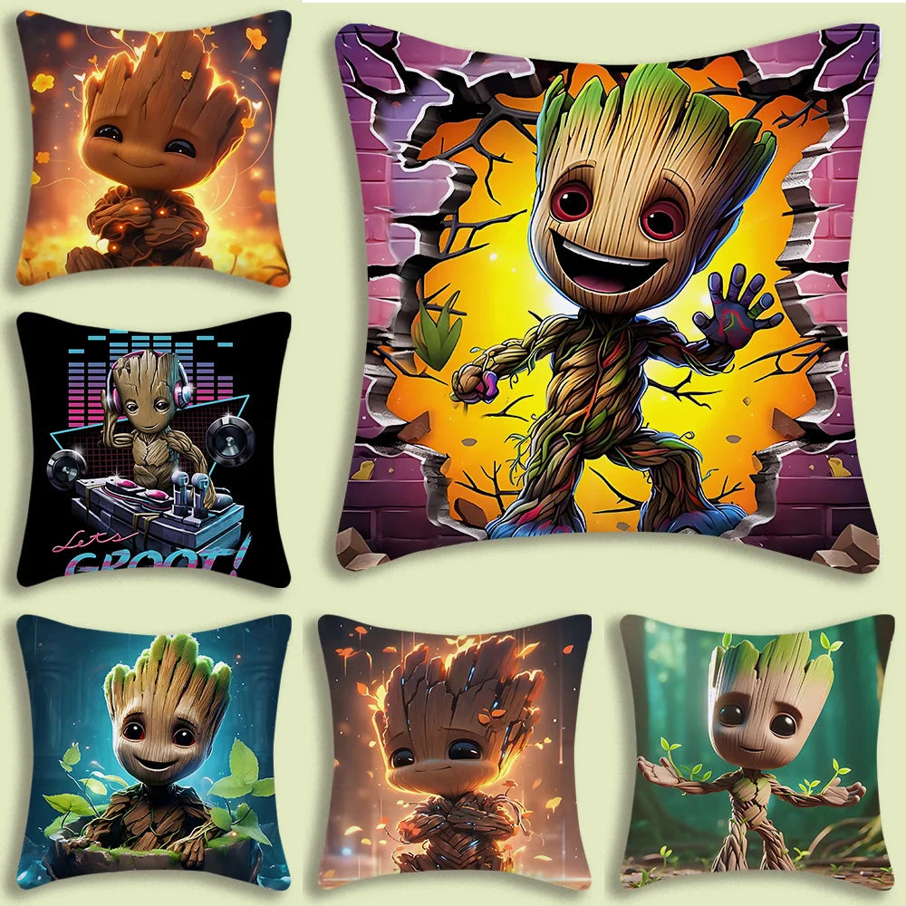 Kissenbezug Baby Groot – Große Augen Himmel Hintergrund Pastell
