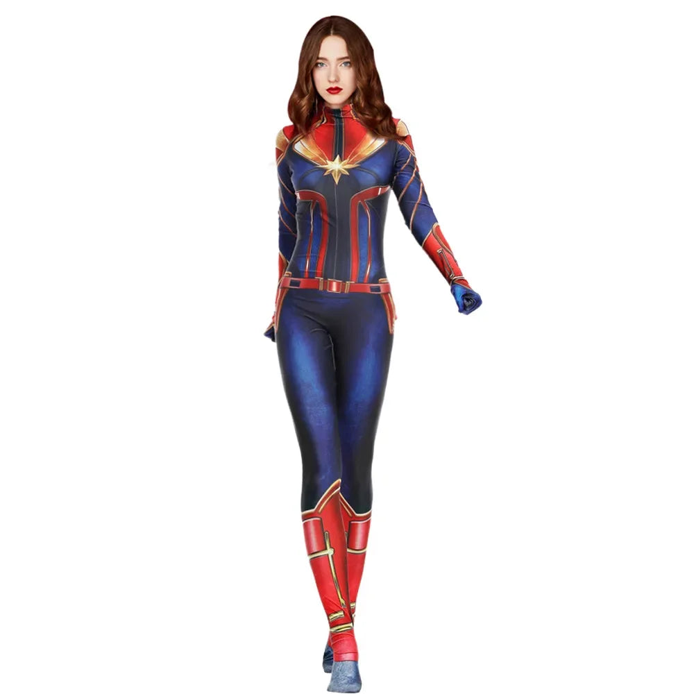Captain Marvel Kostüm - Overall Blau Rot Gold