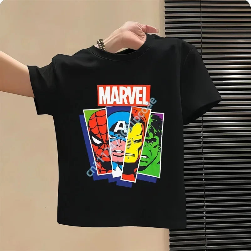 Kinder T-Shirt Avengers Marvel Streifen Porträts - Schwarz