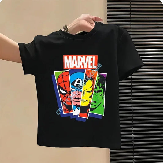 Kinder T-Shirt Avengers Marvel Streifen Porträts - Schwarz