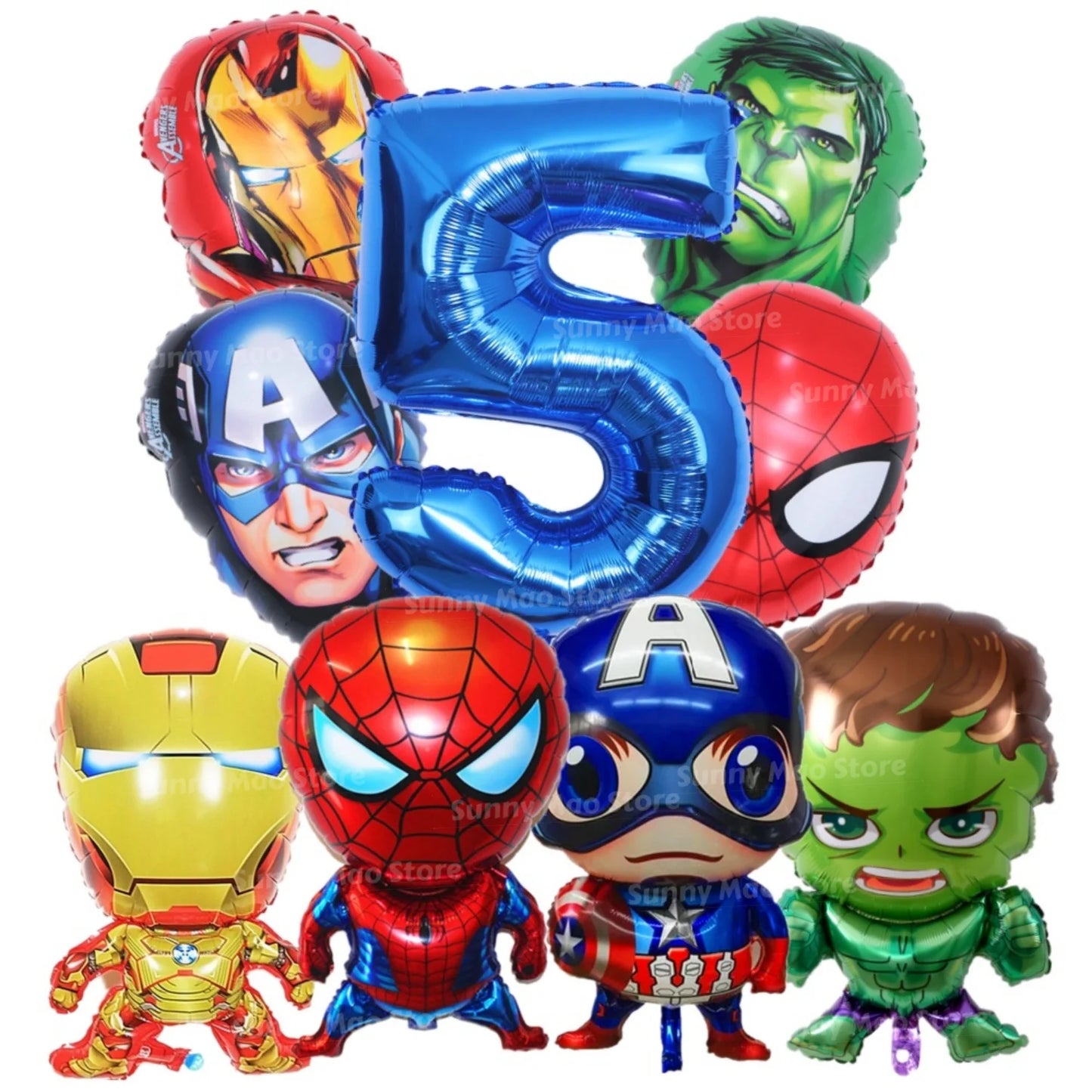 Avengers Geburtstagsdeko-Set - Zahlenballons Iron Man Spider-Man