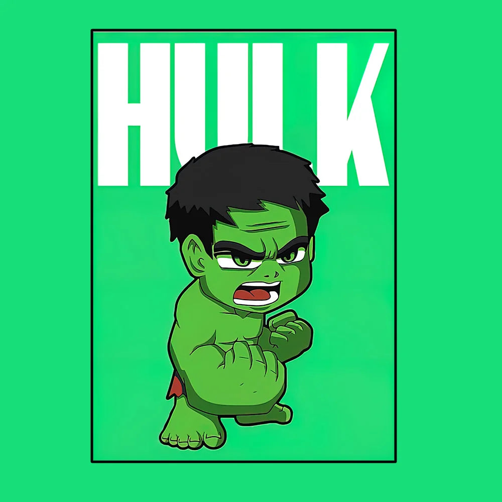 Poster Avengers Hulk - Chibi-Stil Grüner Hintergrund