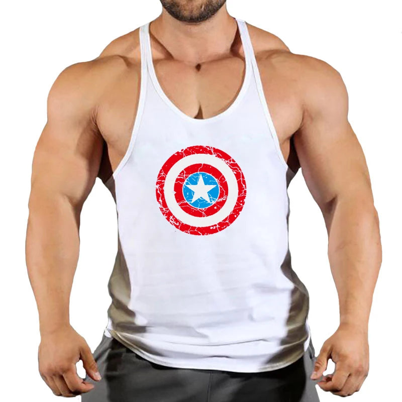 Herren Fitness Tanktop Captain America - Roter Schild