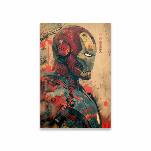 Poster Avengers Iron Man - Helmprofil Rote Spritzer