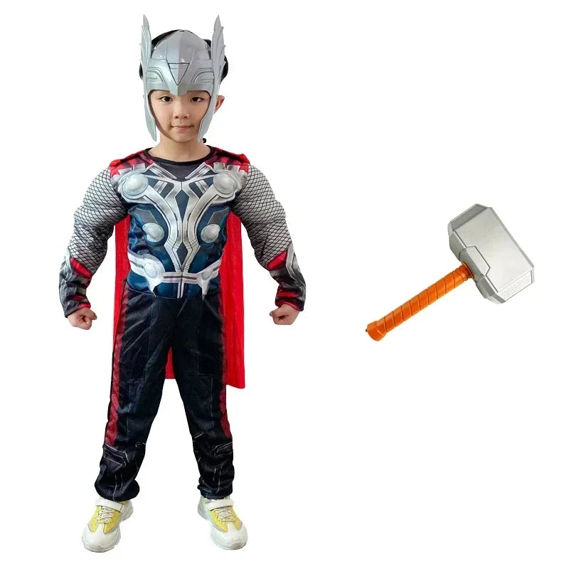 Thor-Cosplay-Kostüm für Kinder – Muskelanzug mit Hammer