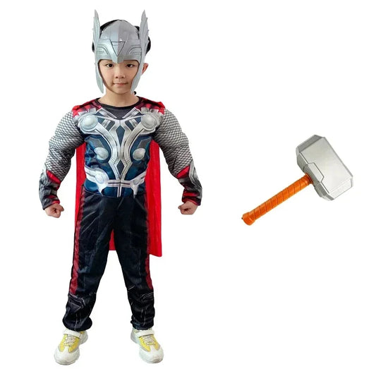 Thor-Cosplay-Kostüm für Kinder – Muskelanzug mit Hammer