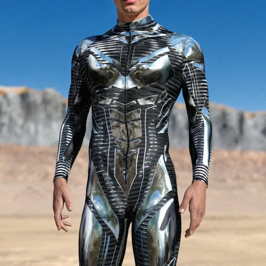 Futuristischer Overall – Schwarz-silberne Chromrüstung