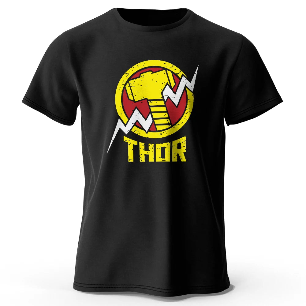 T-Shirt Thor – Vintage Hammer & Blitz Logo Schwarz