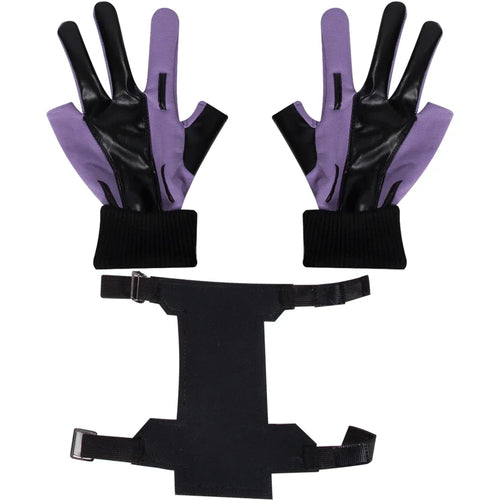 Kate Bishop Handschuhe und Armband – Violettes und Schwarzes Leder
