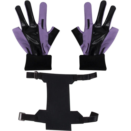 Kate Bishop Handschuhe und Armband – Violettes und Schwarzes Leder