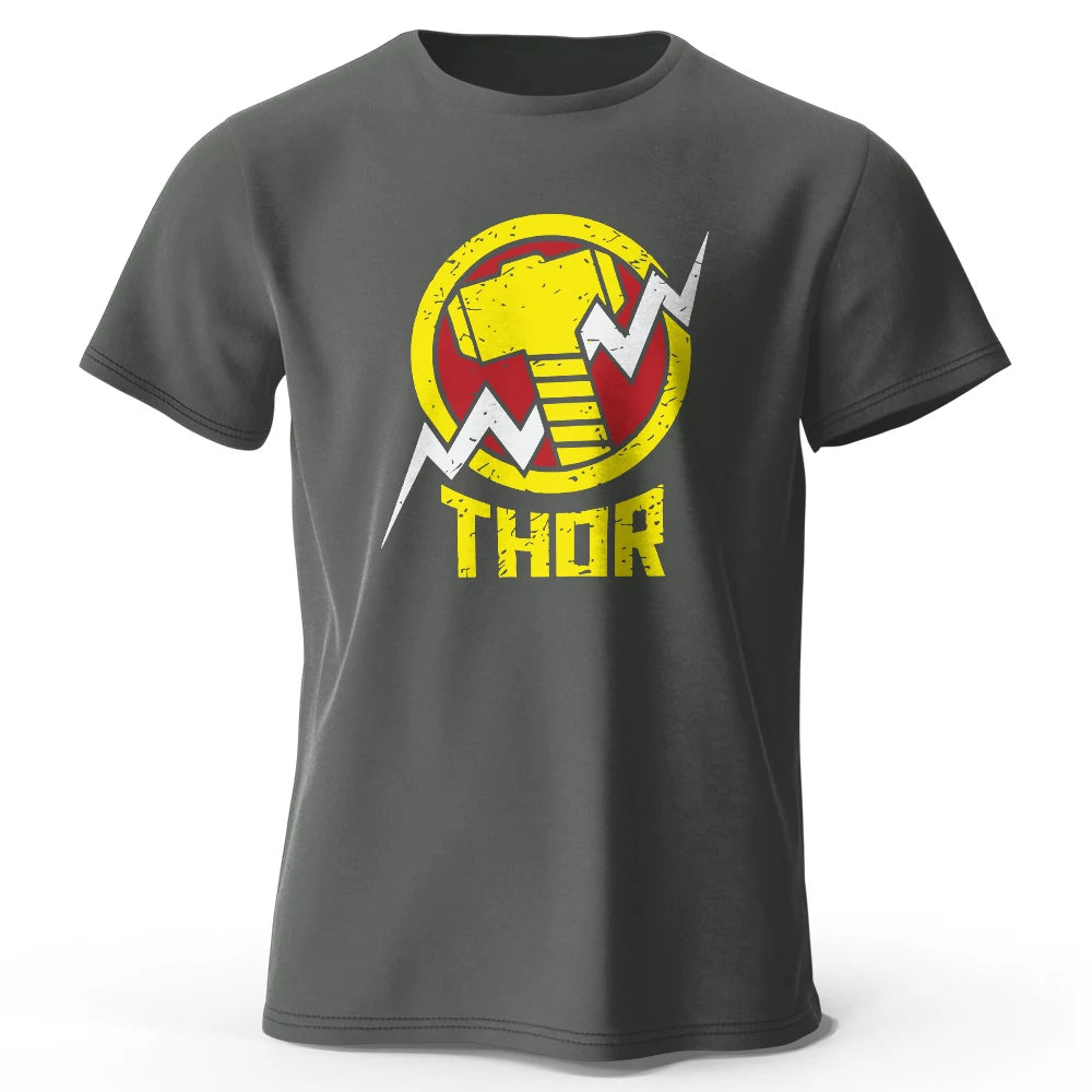 T-Shirt Thor – Vintage Hammer & Blitz Logo Schwarz