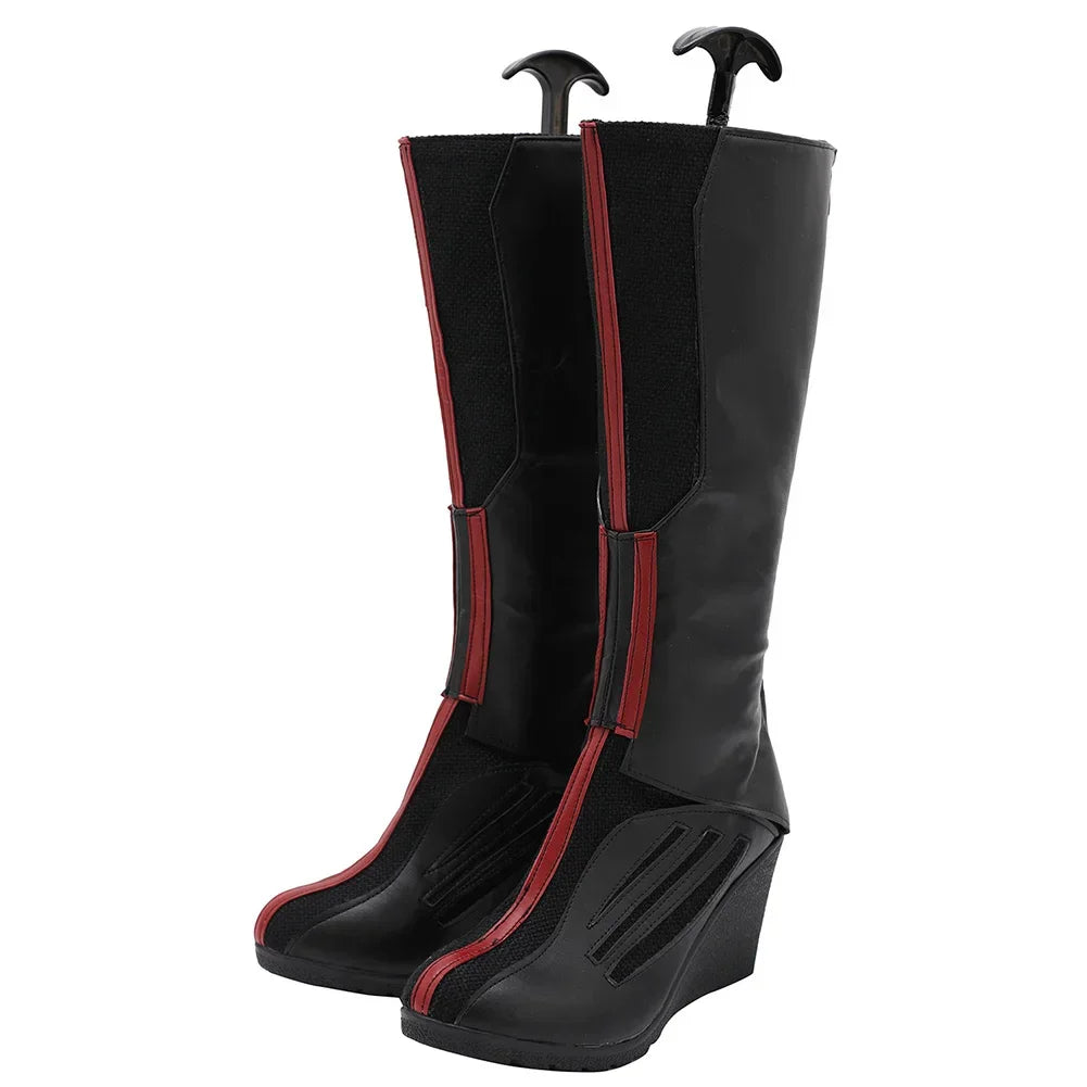 Stiefel Scarlet Witch - Keilabsatz aus schwarzem und rotem Leder (Damen)