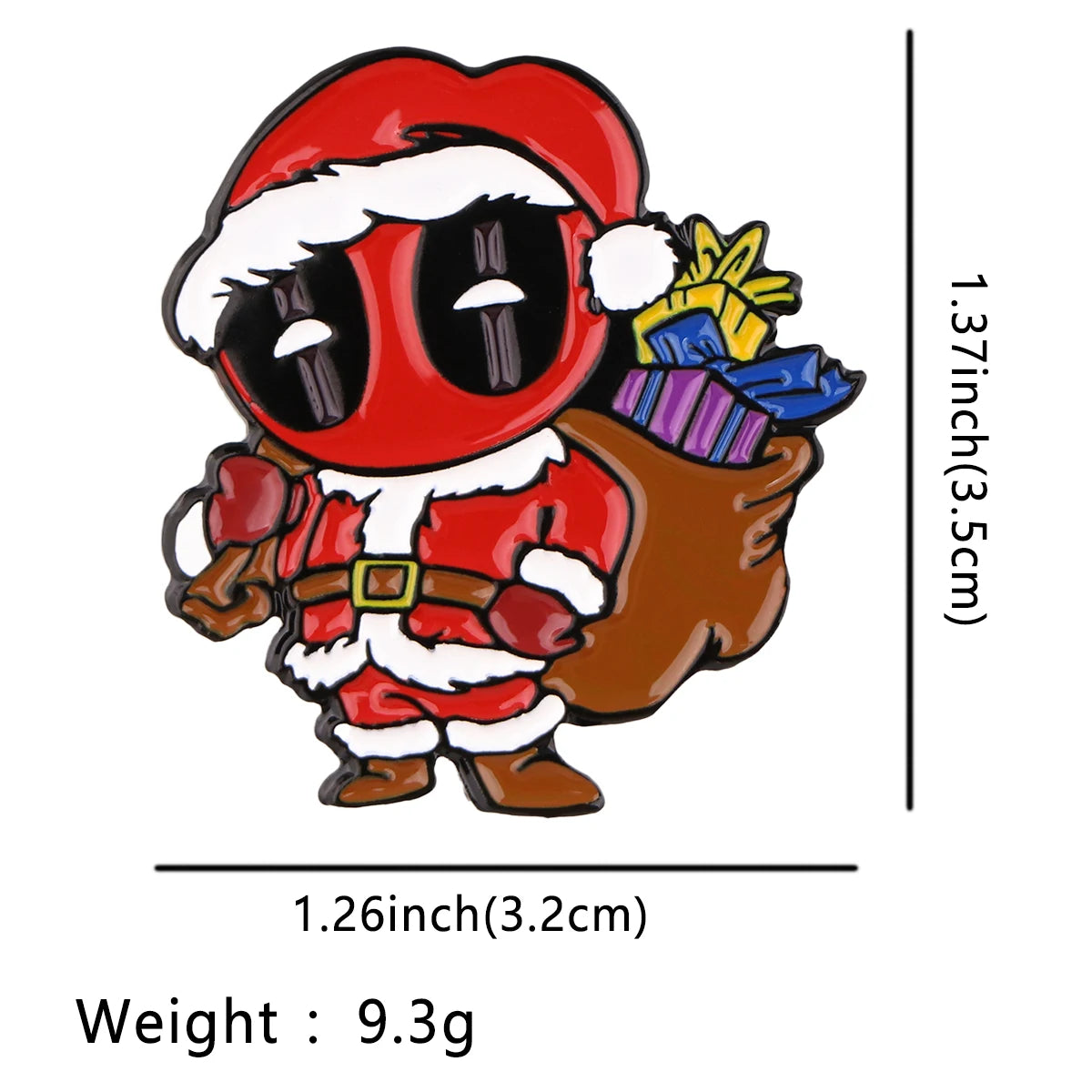 Metall-Anstecker Deadpool Weihnachtsmann – Brosche Geschenke Rotes Kostüm