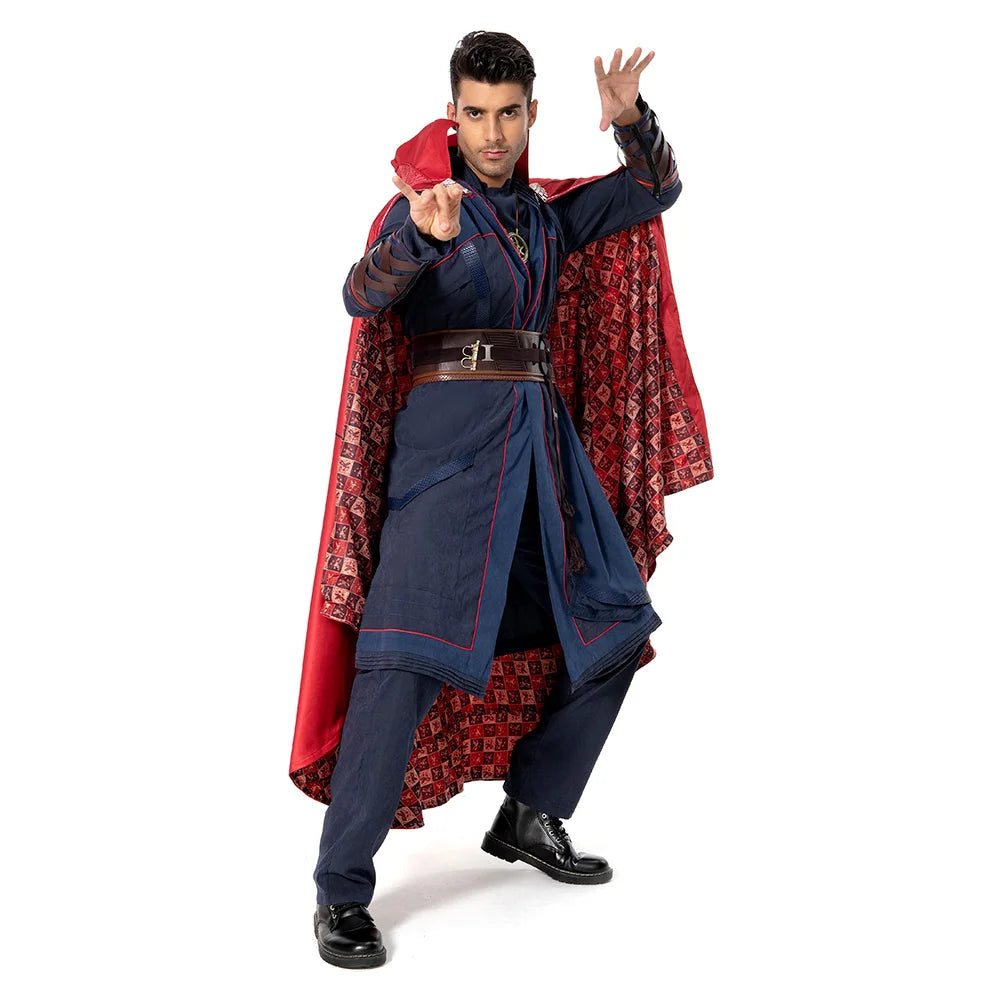 Doctor Strange Kostüm - Blaues Gewand mit Levitiermantel und Perücke