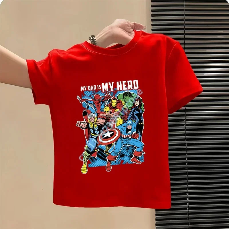 Kinder T-Shirt Avengers My Dad Is My Hero - Rot